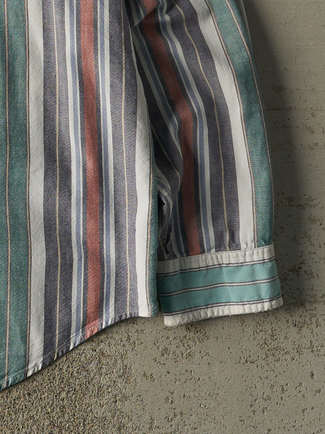 Vintage 90s Green, Red, Navy & White Striped Button Up Long Sleeve (M/L)