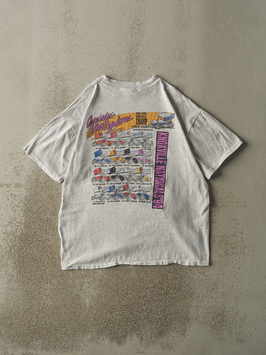 Vintage 94' Heather Grey Knoxville Nationals Racing Single Stitch Tee (L/XL)
