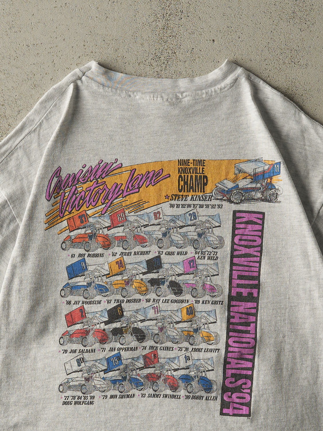 Vintage 94' Heather Grey Knoxville Nationals Racing Single Stitch Tee (L/XL)