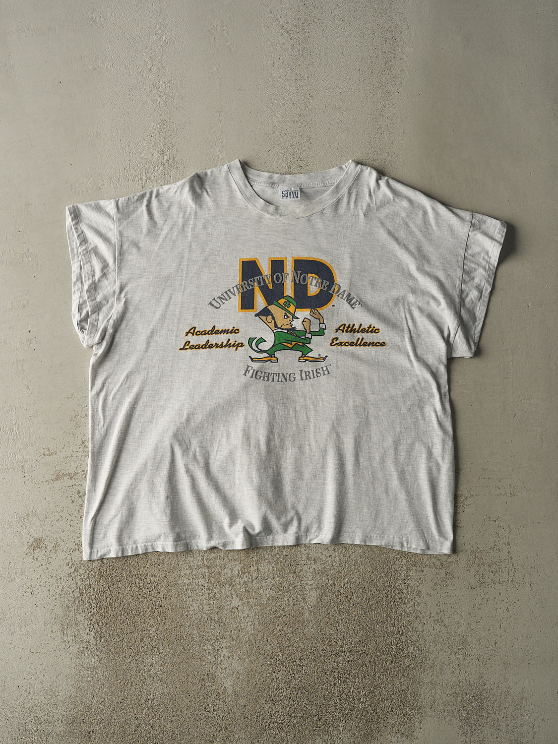 Vintage 90s Heather Grey University of Notre Dame Fighting Irish Cut Off Tee (XXL/XXXL)