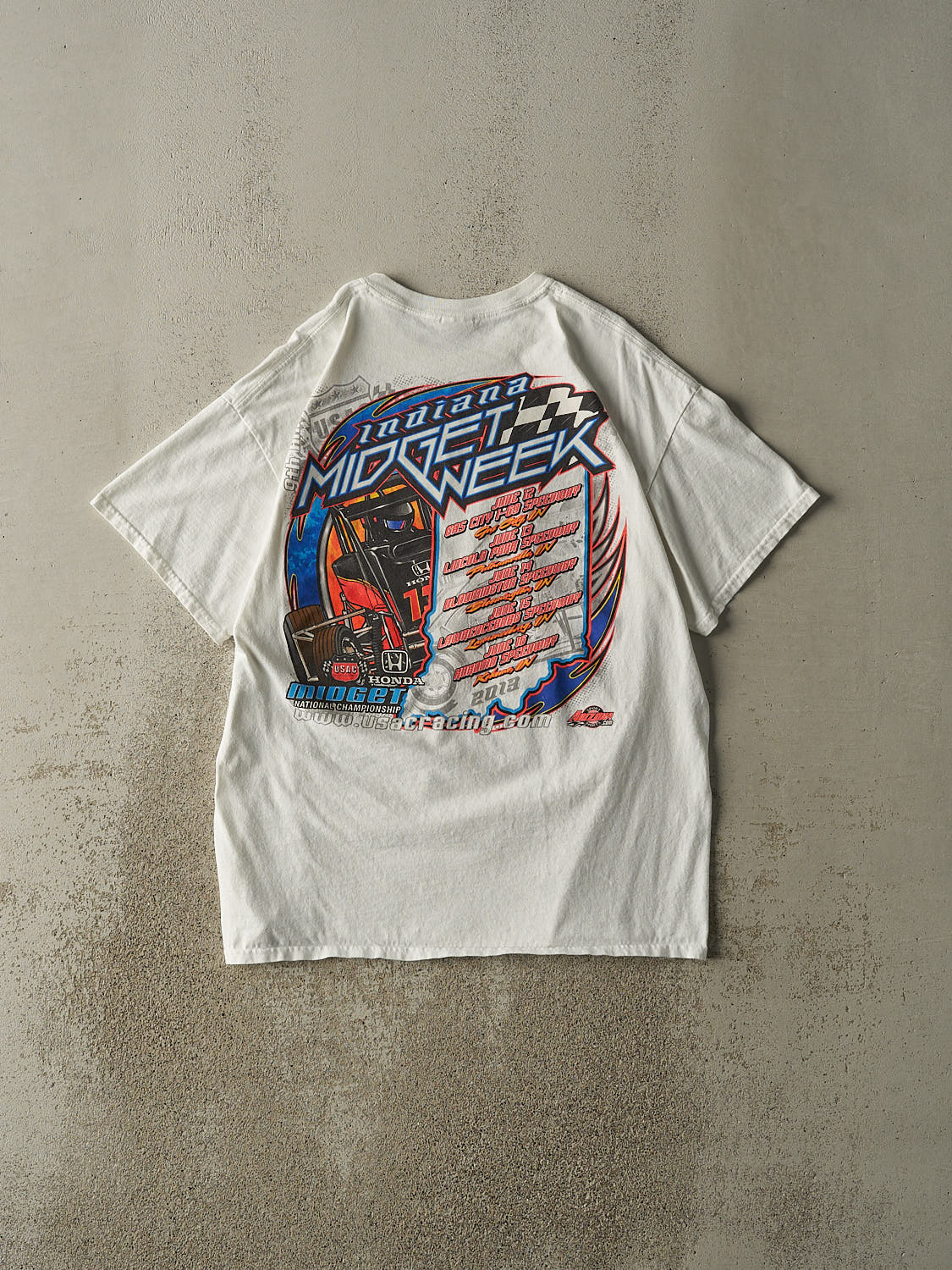 Vintage 13' White Indiana Racing Tee (L)