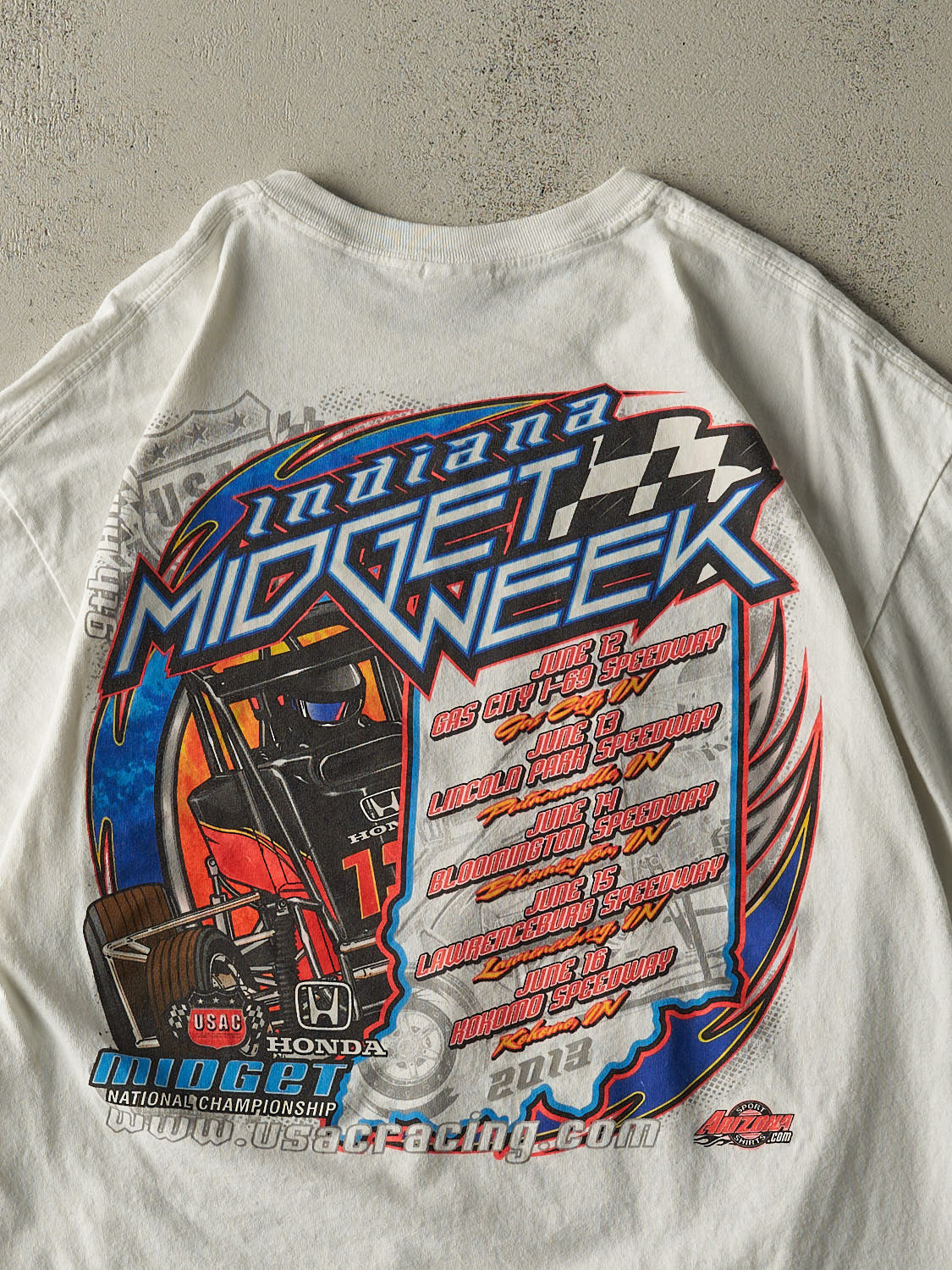 Vintage 13' White Indiana Racing Tee (L)