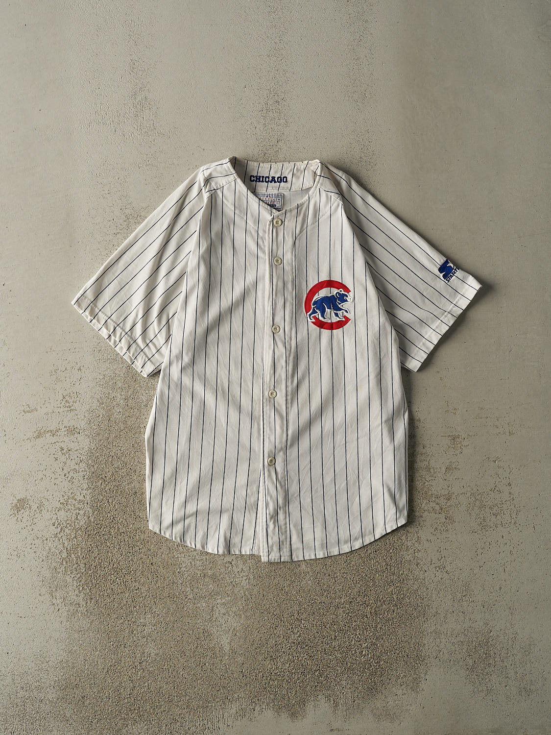 Vintage 90s White Chicago Cubs Pinstriped Embroidered Jersey (M/L)
