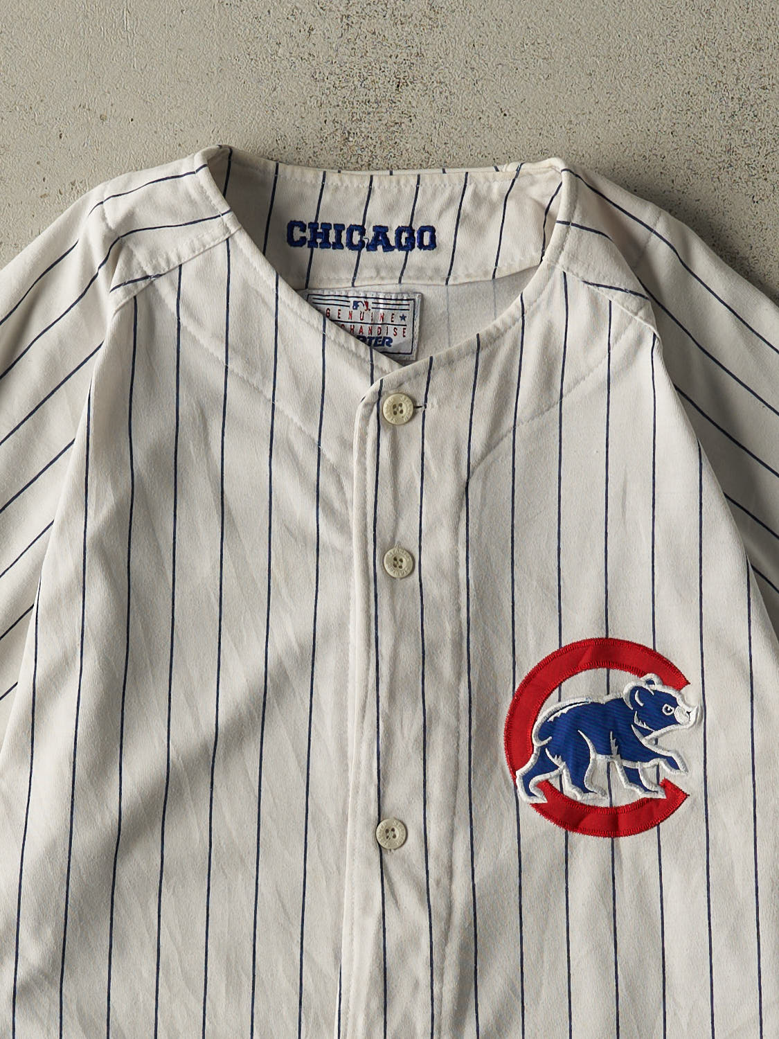 Vintage 90s White Chicago Cubs Pinstriped Embroidered Jersey (M/L)