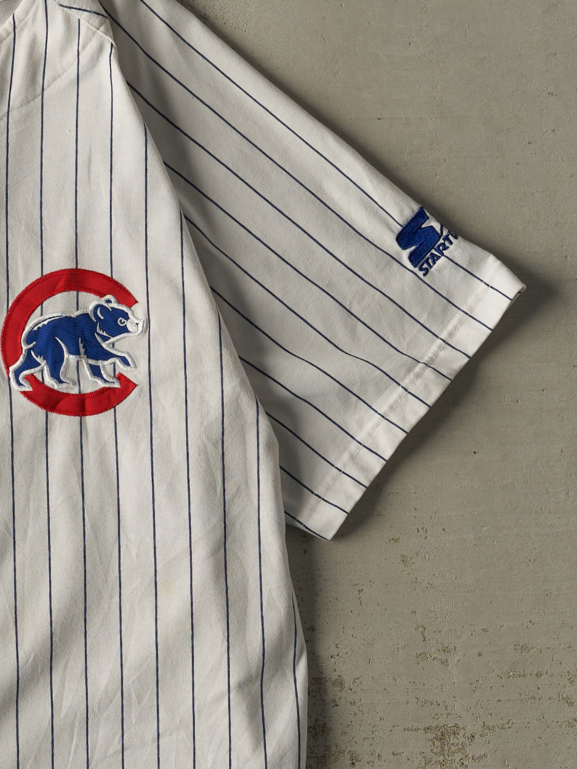 Vintage 90s White Chicago Cubs Pinstriped Embroidered Jersey (M/L)