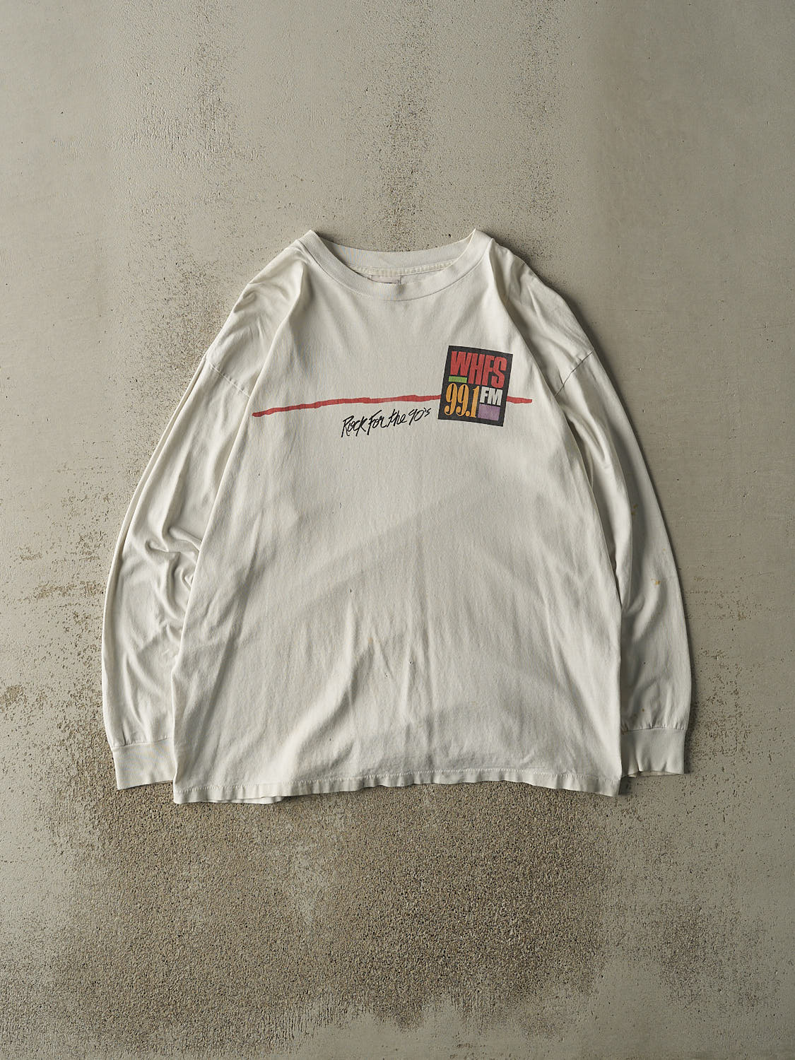 Vintage 90s White WHFS Radio  Long Sleeve (XL)