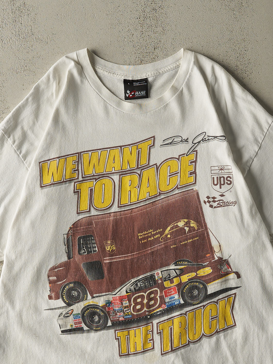 Vintage Y2K White Dale Jarrett Nascar Tee (L/XL)