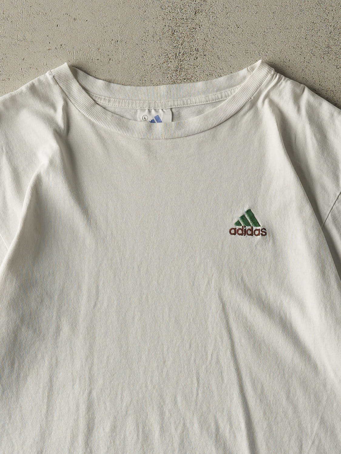 Vintage 90s White Adidas Embroidered Tee (L/XL)
