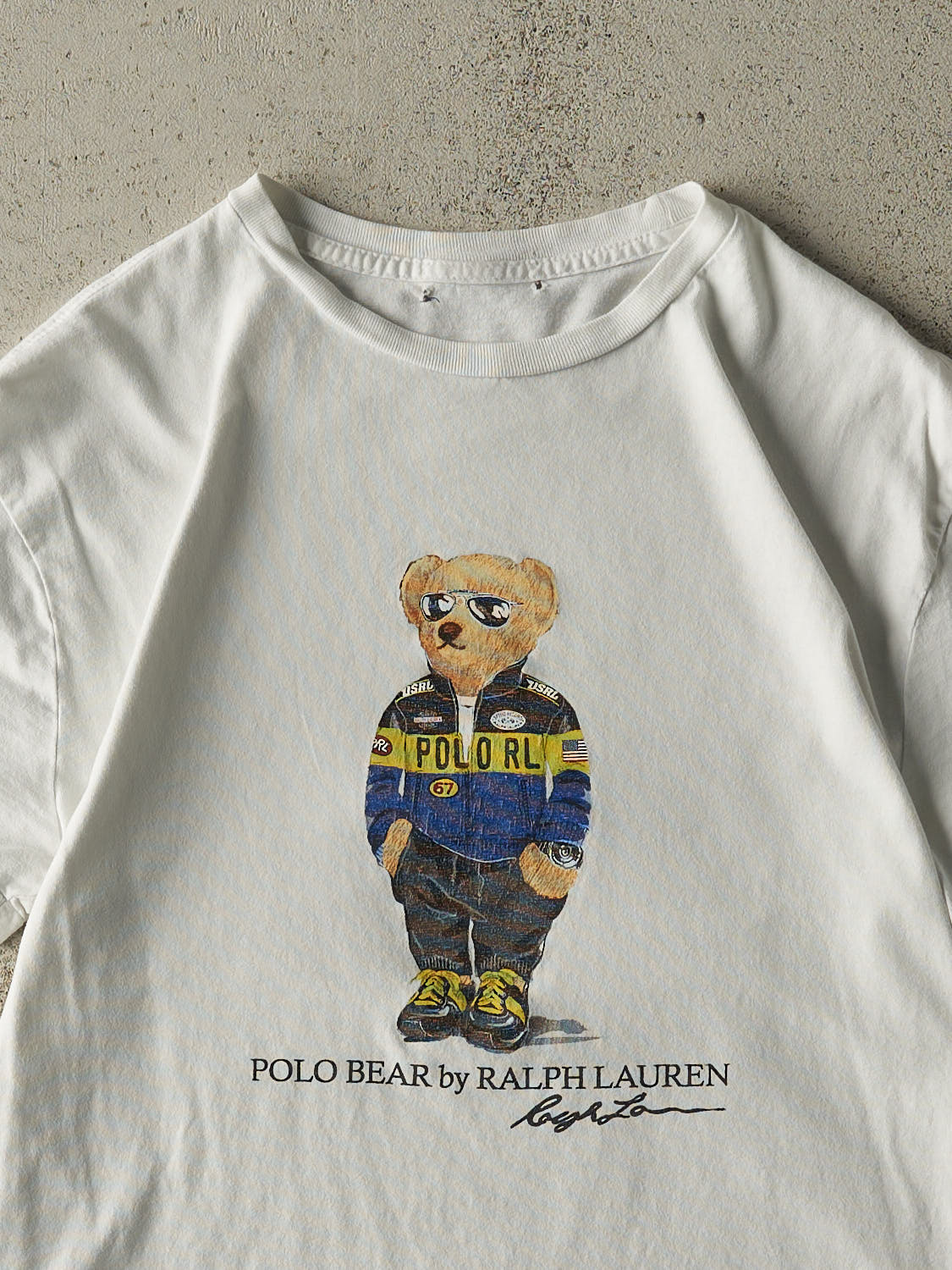 Vintage Y2K White Ralph Lauren Polo Bear Tee (XS/S)