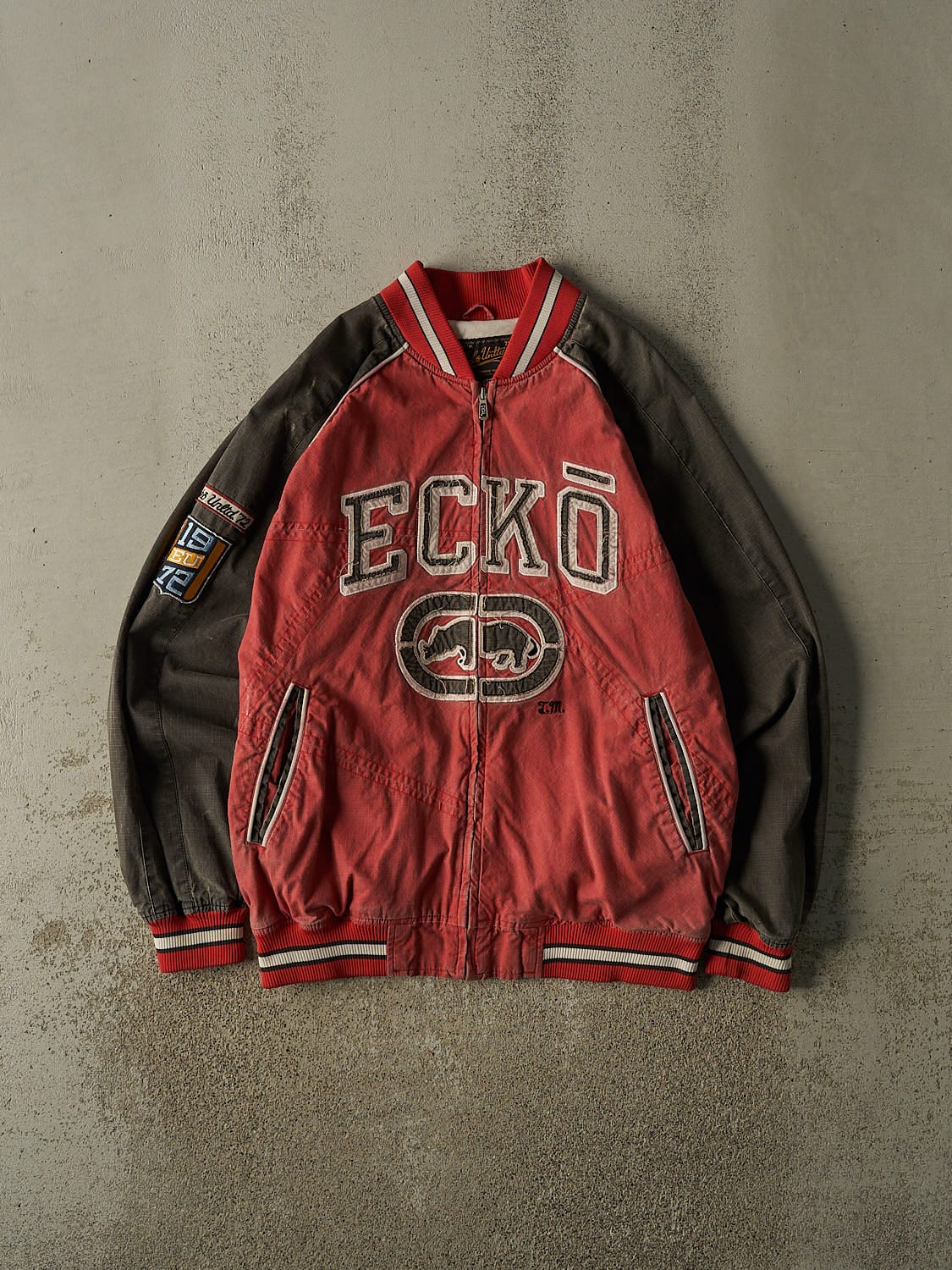 Vintage Y2K Red Ecko Bomber Jacket (L/XL)