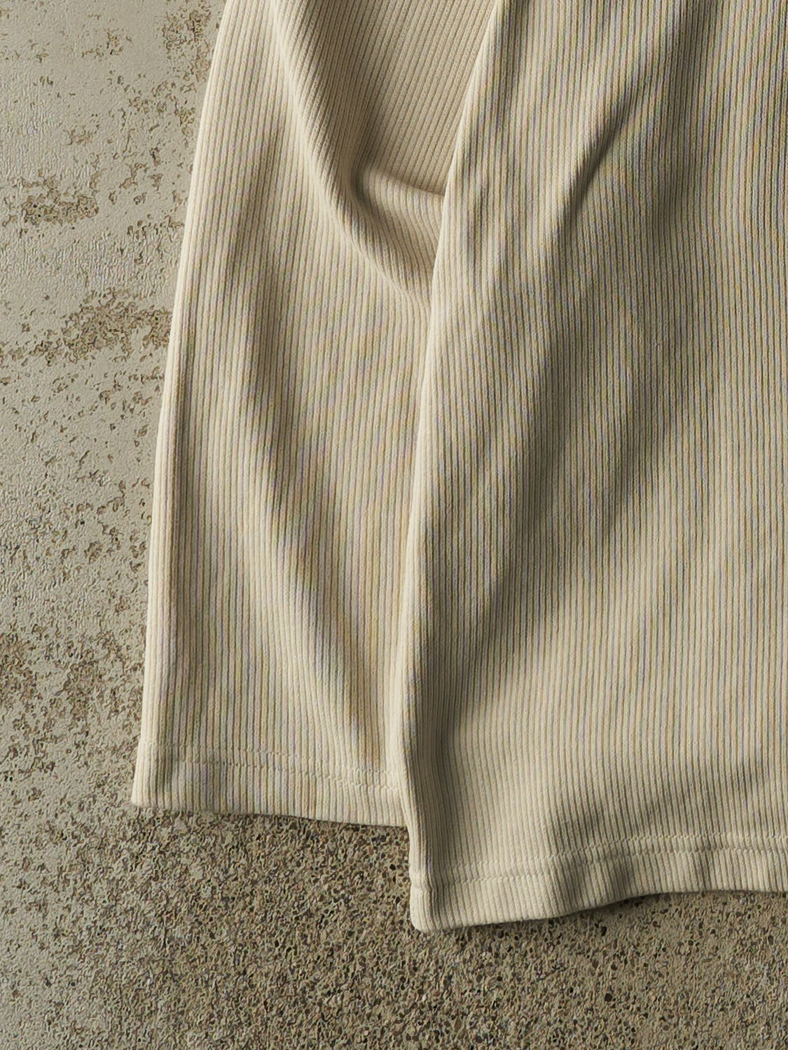Vintage Y2K Beige Textured Striped Long Sleeve (L/XL)