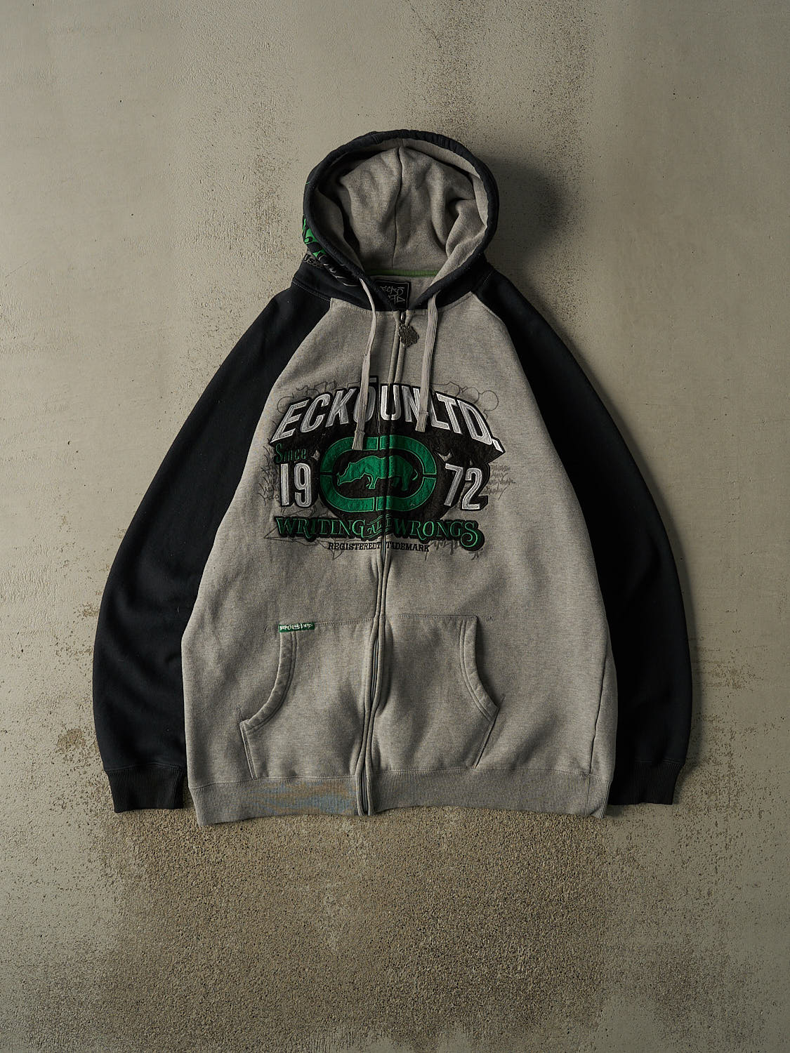 Vintage Y2K Grey Ecko Embroidered Zip Up Hoodie (XXL/XXXL)