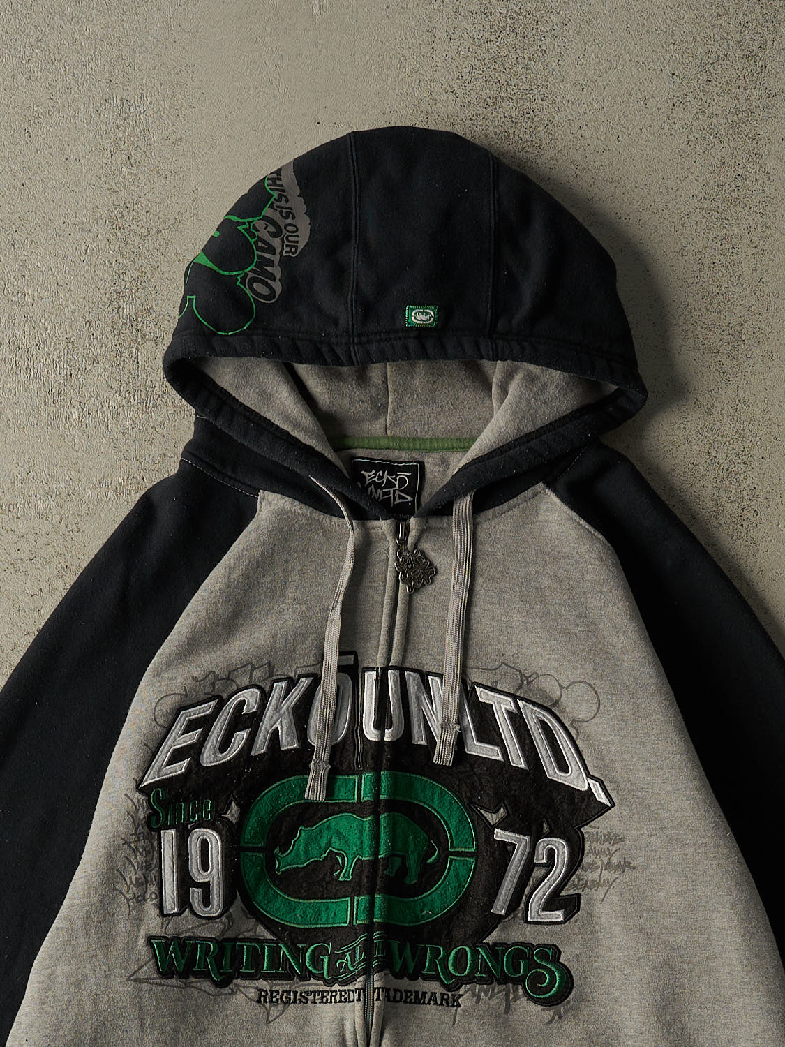 Vintage Y2K Grey Ecko Embroidered Zip Up Hoodie (XXL/XXXL)