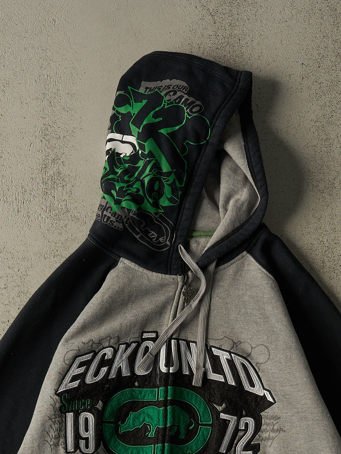 Vintage Y2K Grey Ecko Embroidered Zip Up Hoodie (XXL/XXXL)