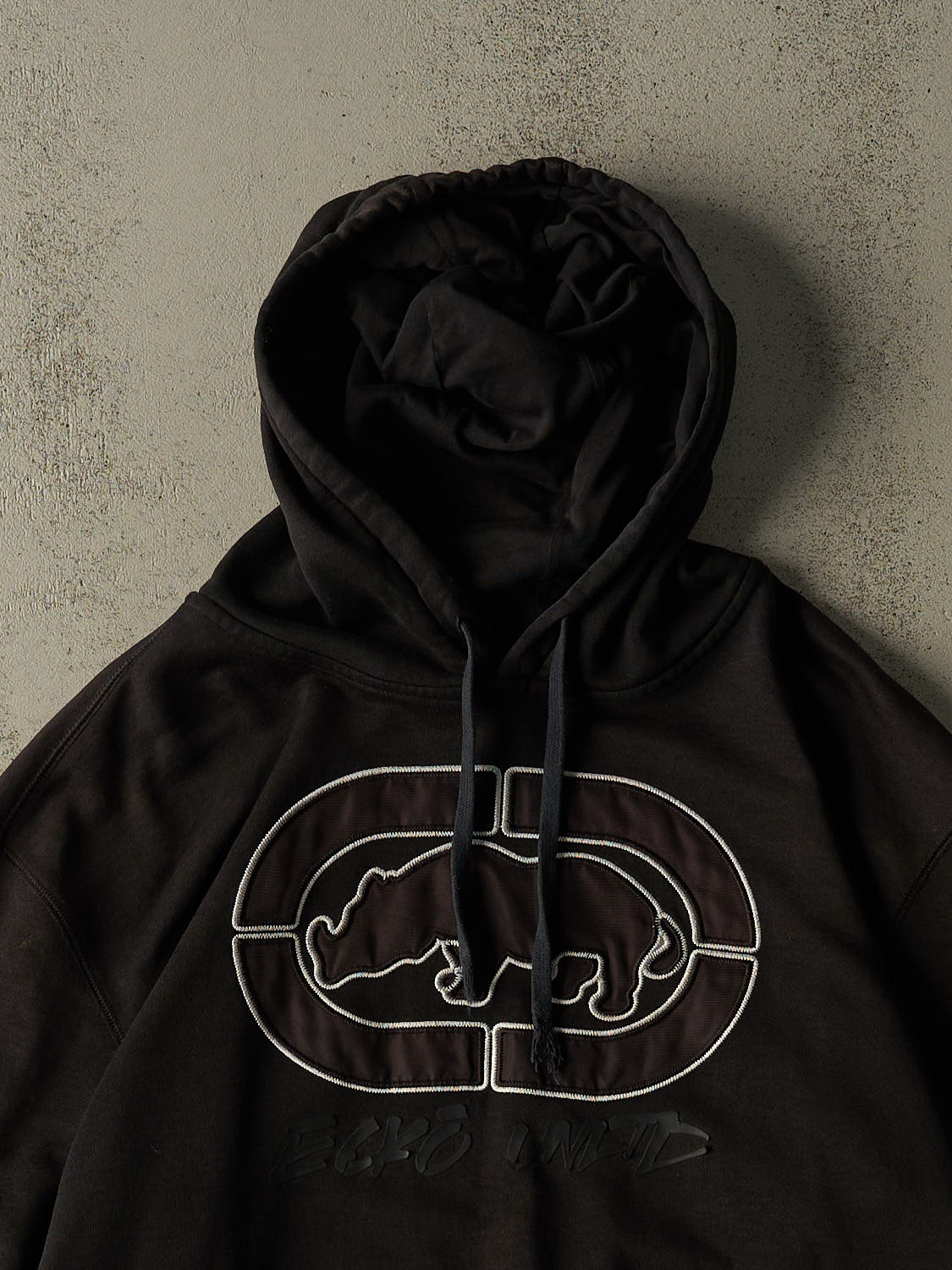 Vintage Y2K Black Ecko Embroidered Hoodie (XL)