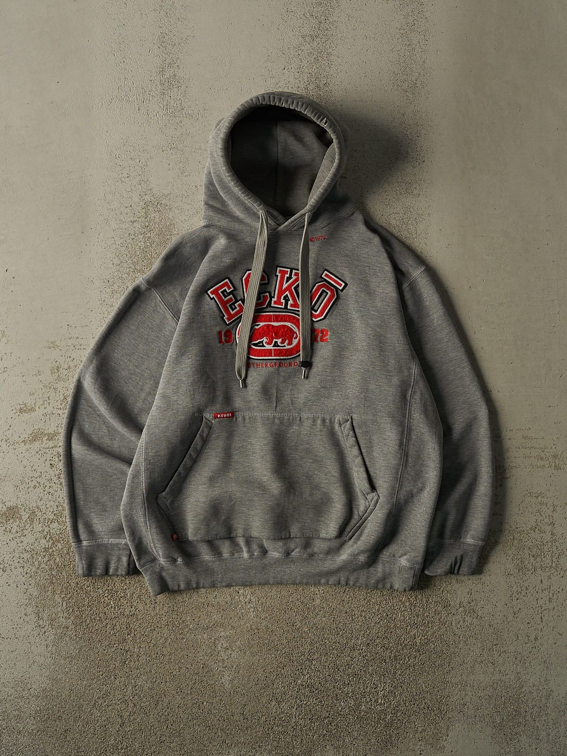 Vintage Y2K Grey Ecko Embroidered Hoodie (L/XL)