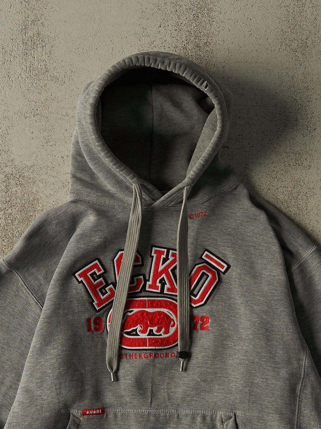 Vintage Y2K Grey Ecko Embroidered Hoodie (L/XL)