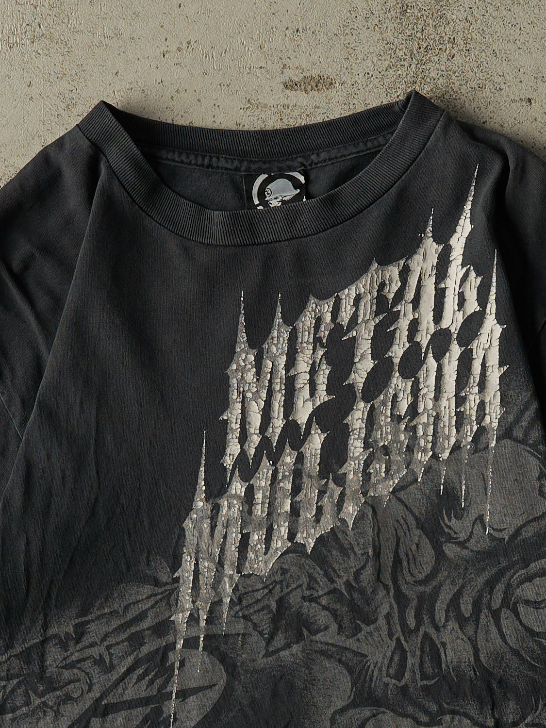 Vintage Y2K Faded Black Metal Mulisha AOP Tee (XS/S)