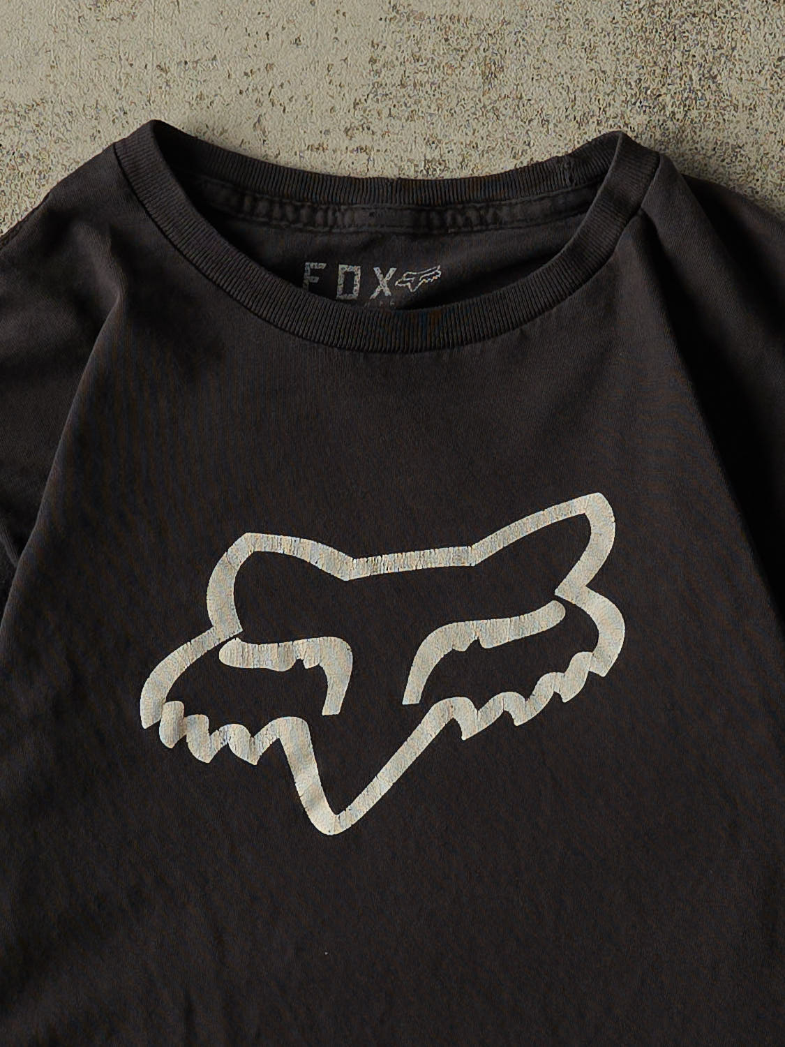 Vintage Y2K Faded Black Fox Racing Tee (S/M)