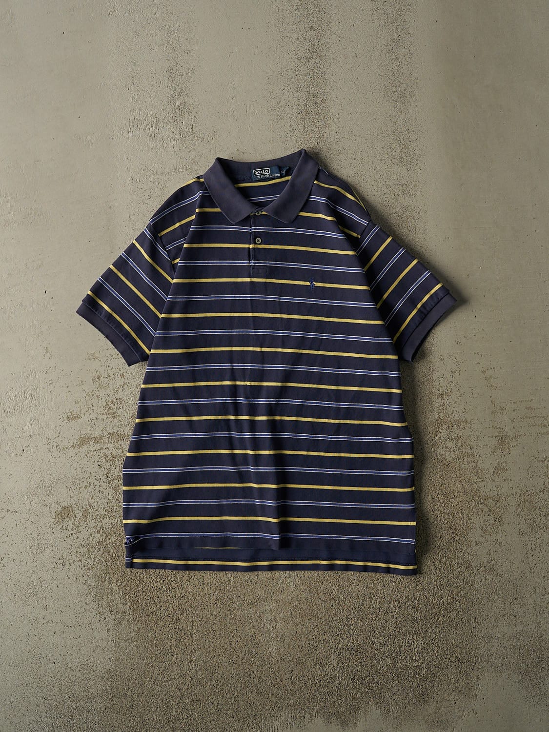 Vintage Y2K Navy Blue Polo Quarter Button Tee (XL)