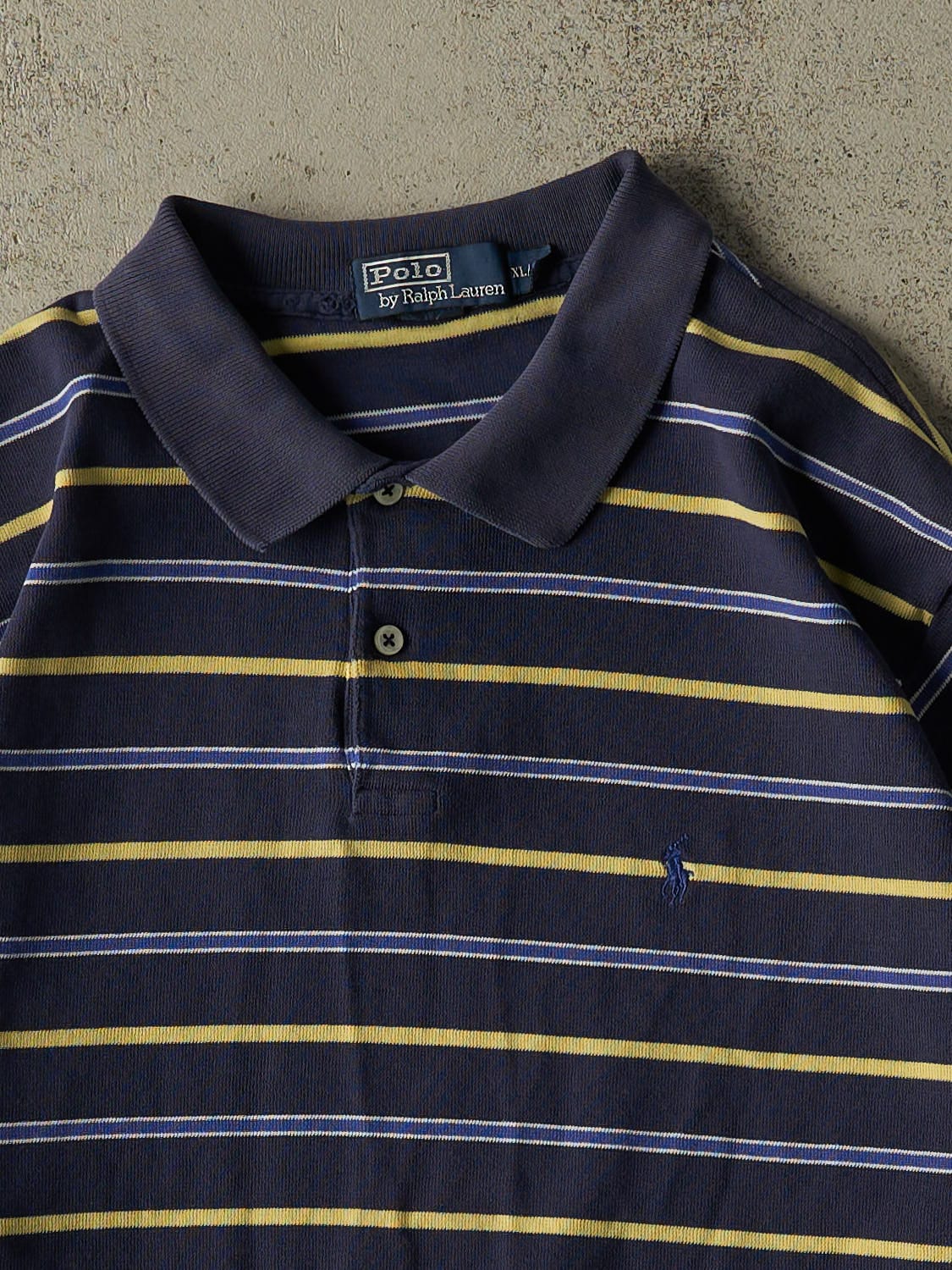 Vintage Y2K Navy Blue Polo Quarter Button Tee (XL)