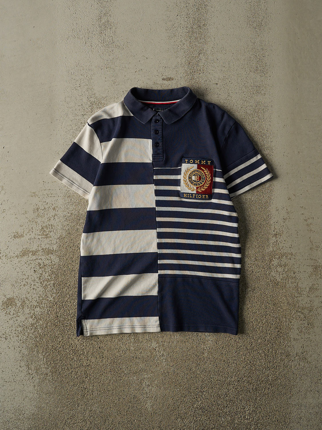 Vintage Y2K Navy Blue Tommy Hilfiger Quarter Button Tee (S/M)