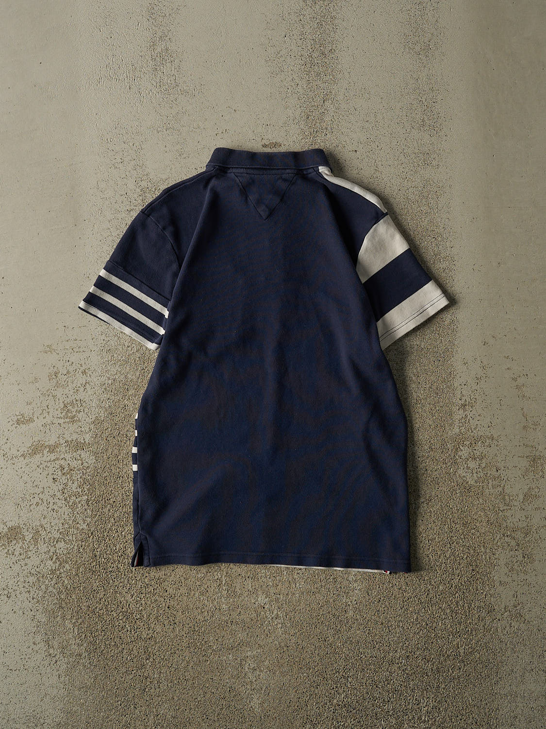 Vintage Y2K Navy Blue Tommy Hilfiger Quarter Button Tee (S/M)