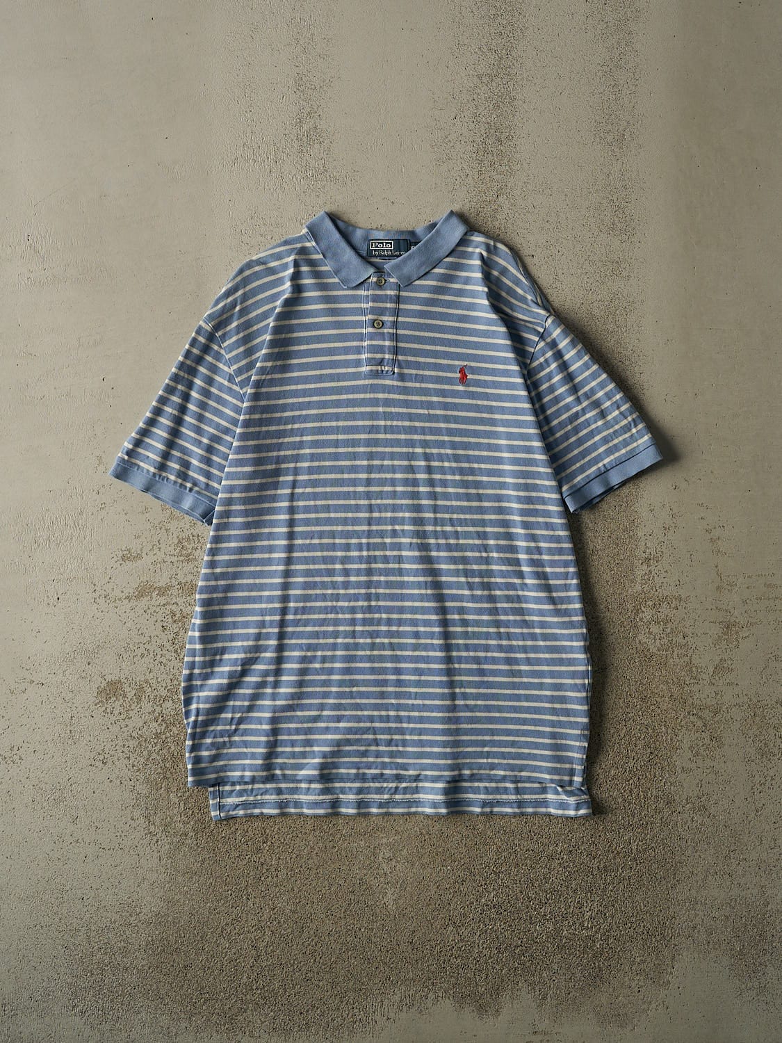 Vintage Y2K Baby Blue Polo Quarter Button Tee (XL)