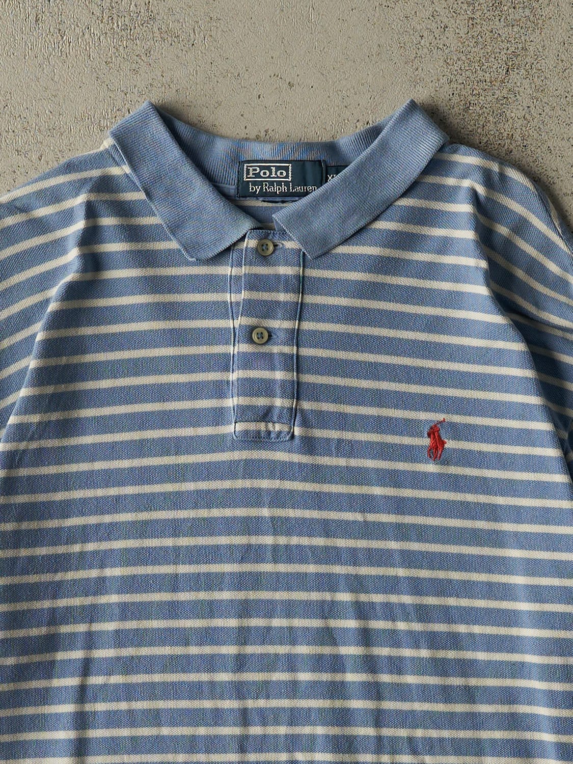 Vintage Y2K Baby Blue Polo Quarter Button Tee (XL)
