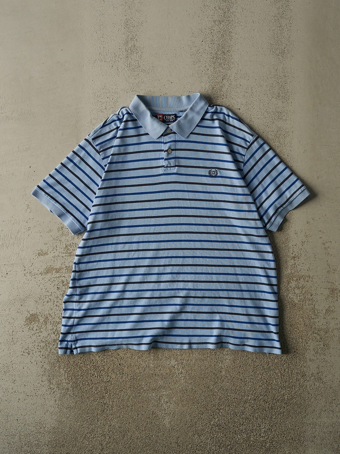 Vintage Y2K Blue Chaps Quarter Button Tee (L/XL)