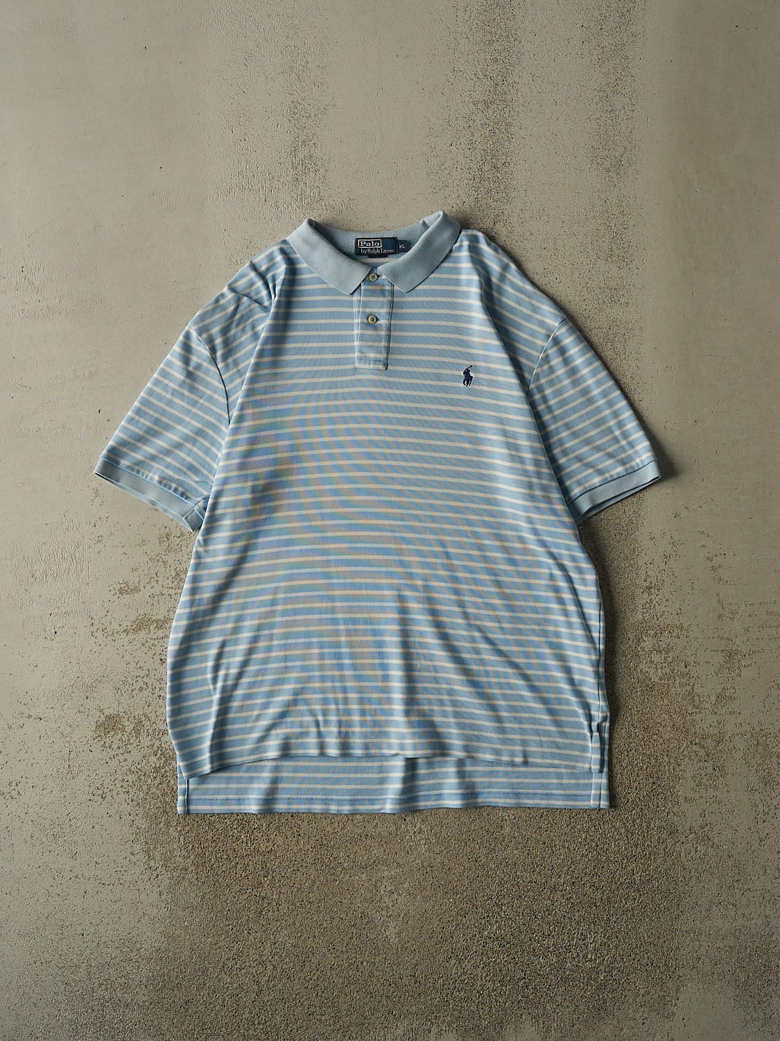 Vintage Y2K Blue Polo Quarter Button Tee (XXL)