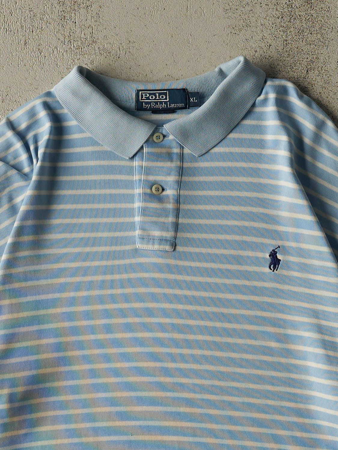 Vintage Y2K Blue Polo Quarter Button Tee (XXL)