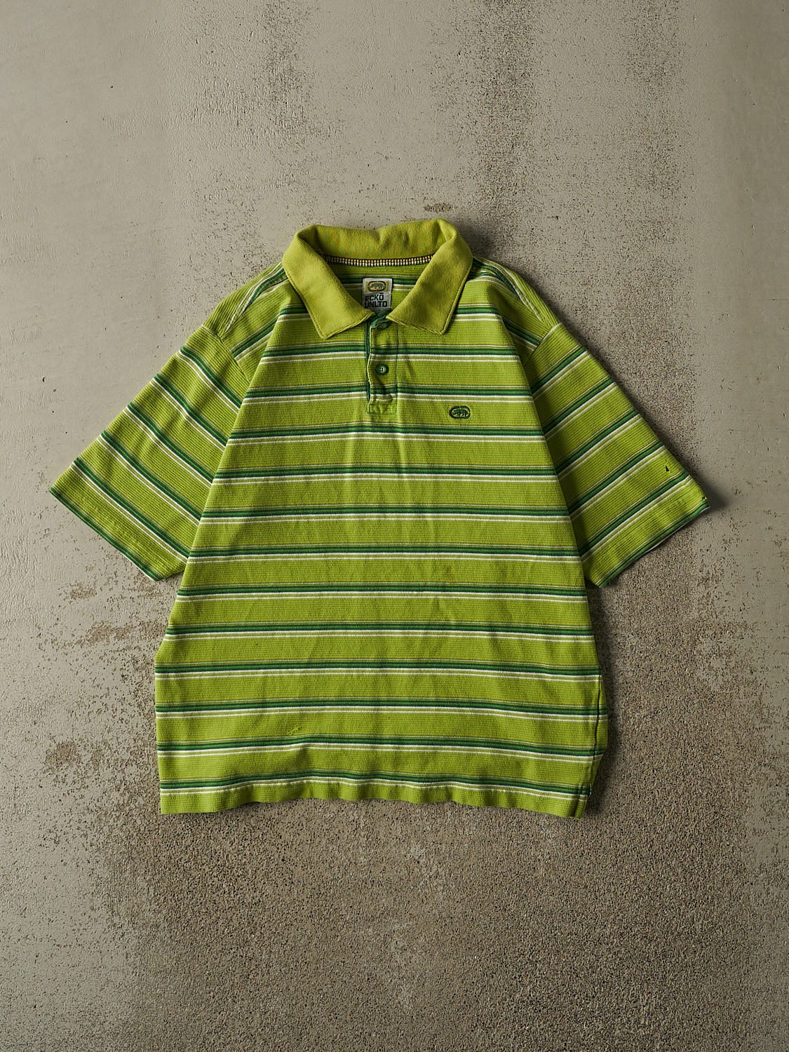 Vintage Y2K Green Ecko Quarter Button Tee (M)