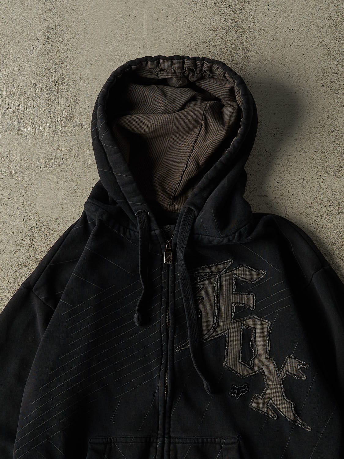Vintage Y2K Black Fox Racing Zip Up Hoodie (S/M)