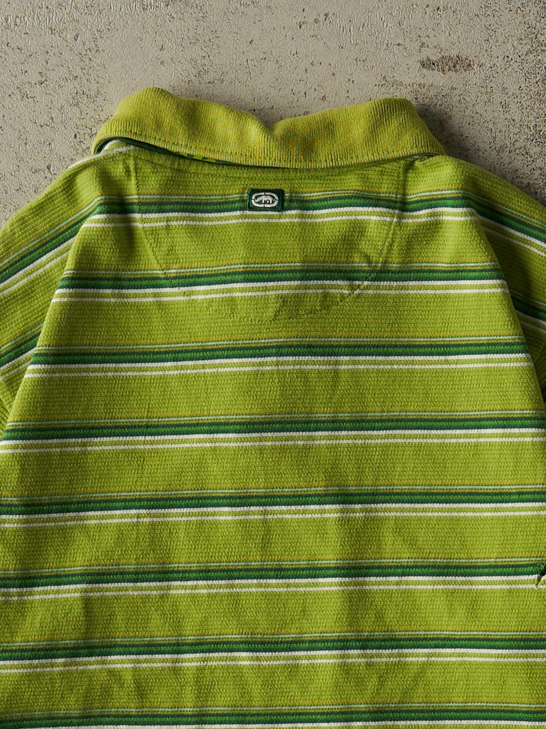 Vintage Y2K Green Ecko Quarter Button Tee (M)