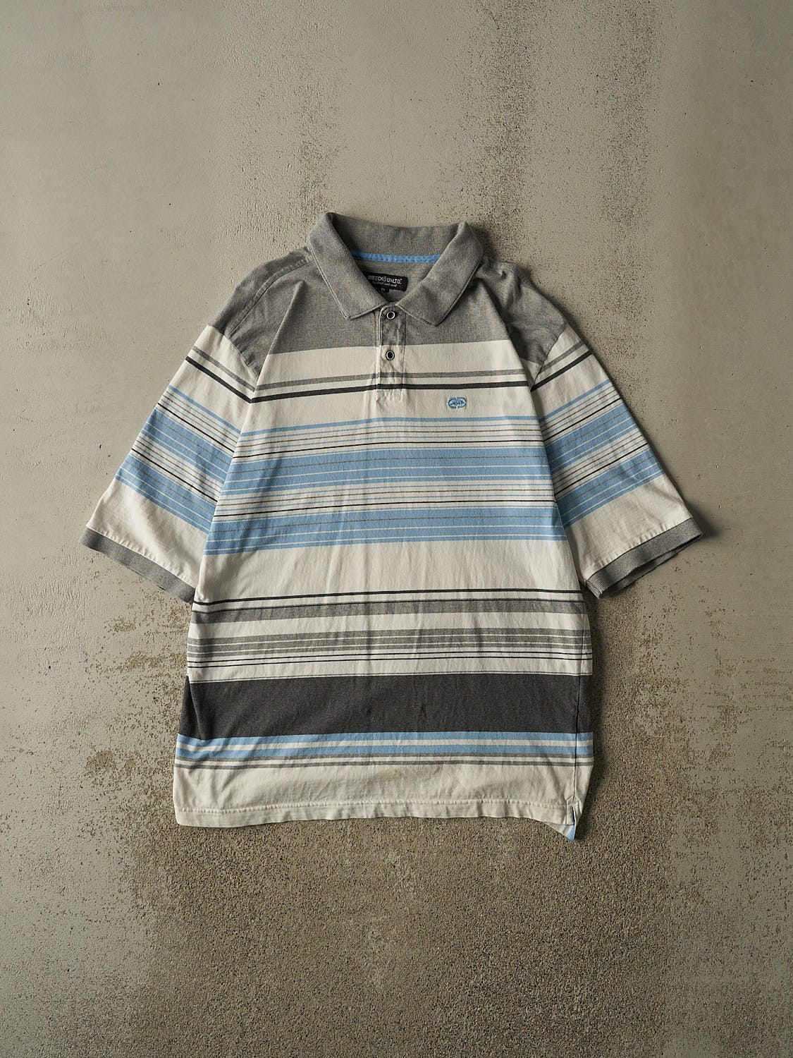Vintage Y2K Grey Multi Color Ecko Quarter Button Tee (XL/XXL)