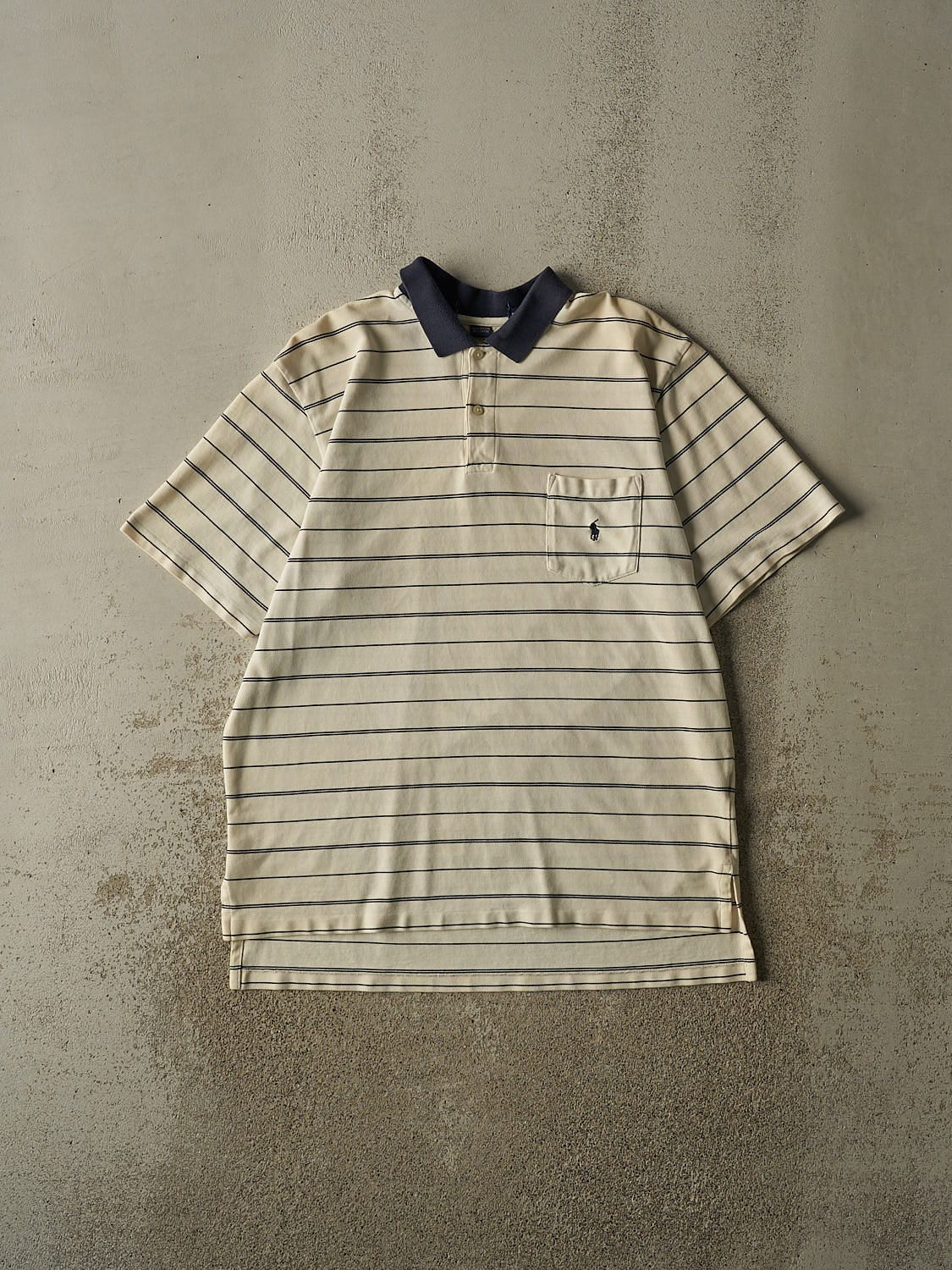 Vintage Y2K Beige Polo Quarter Button Tee (XL/XXL)