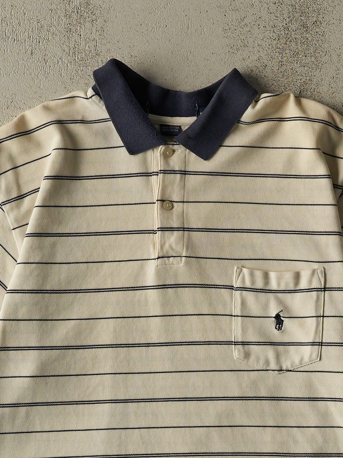 Vintage Y2K Beige Polo Quarter Button Tee (XL/XXL)