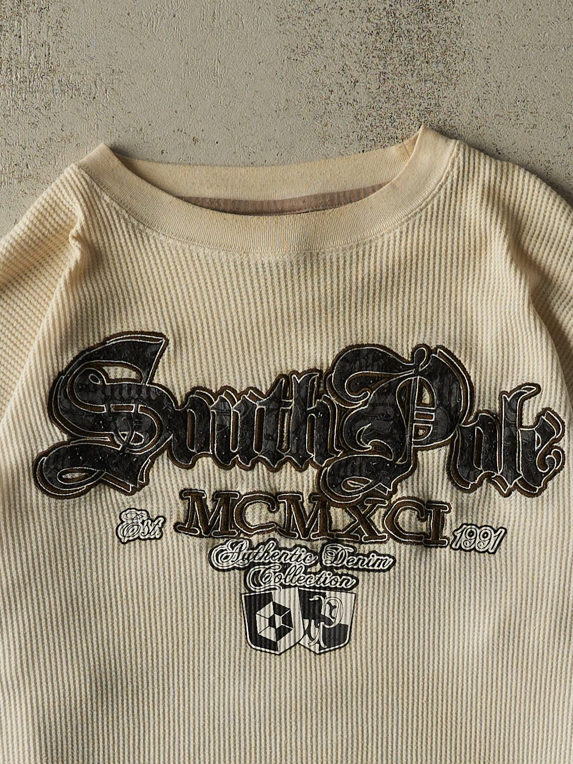 Vintage Y2K Beige South Pole Thermal Long Sleeve (L)