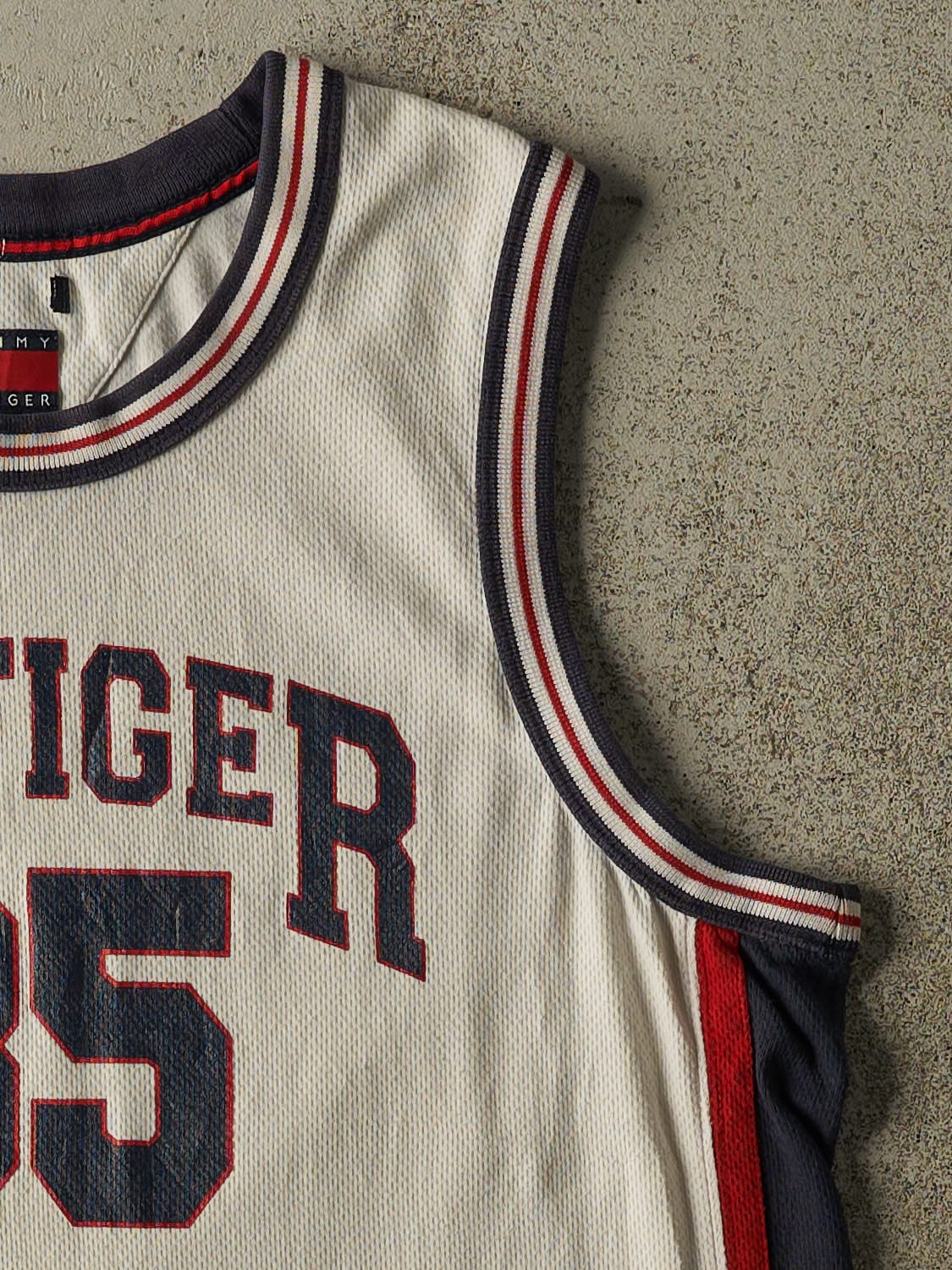 Vintage Y2K White Tommy Hilfiger Basketball Jersey (L)