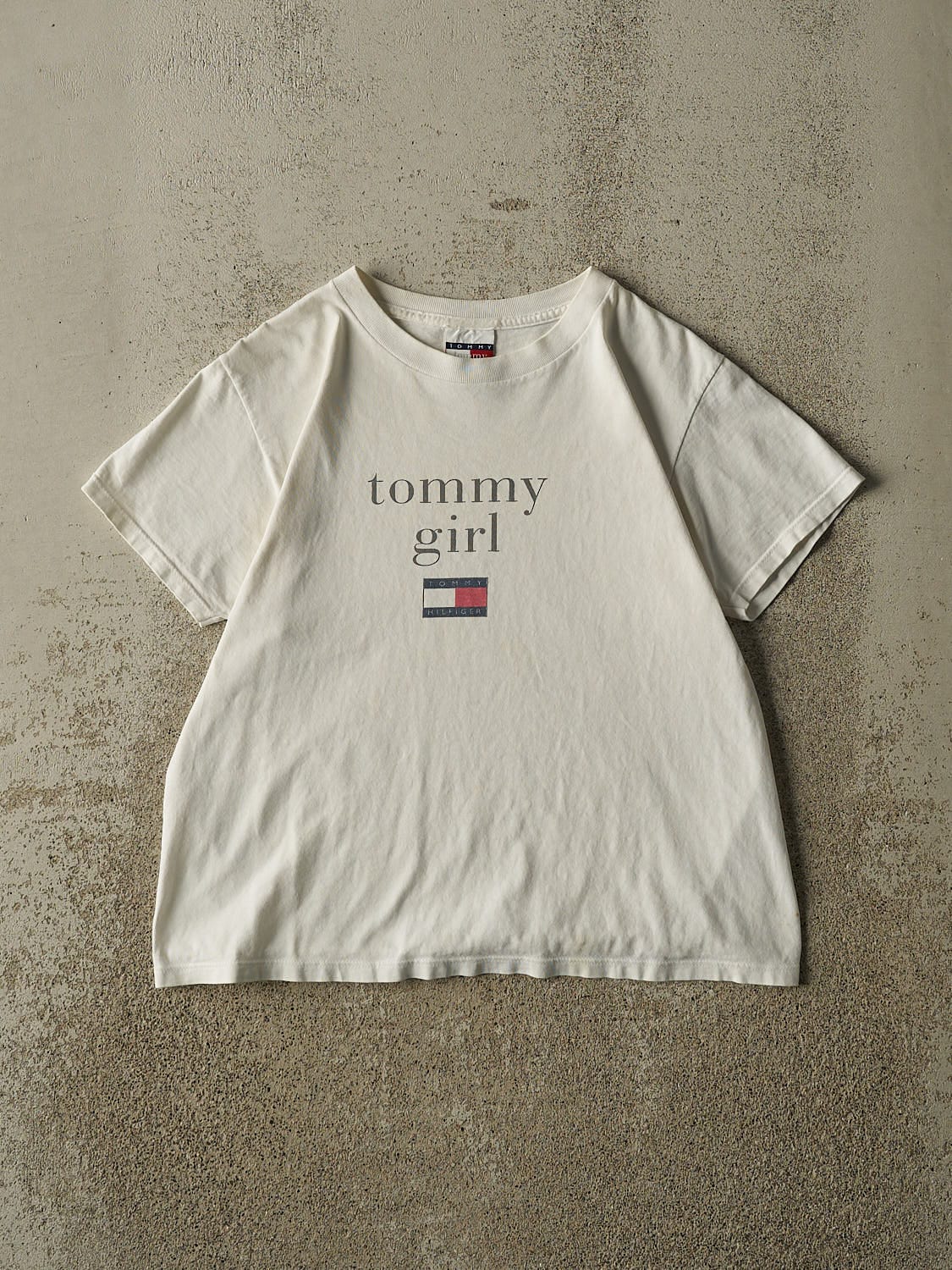 Vintage Y2K White Tommy Girl Baby Tee (XS/S)