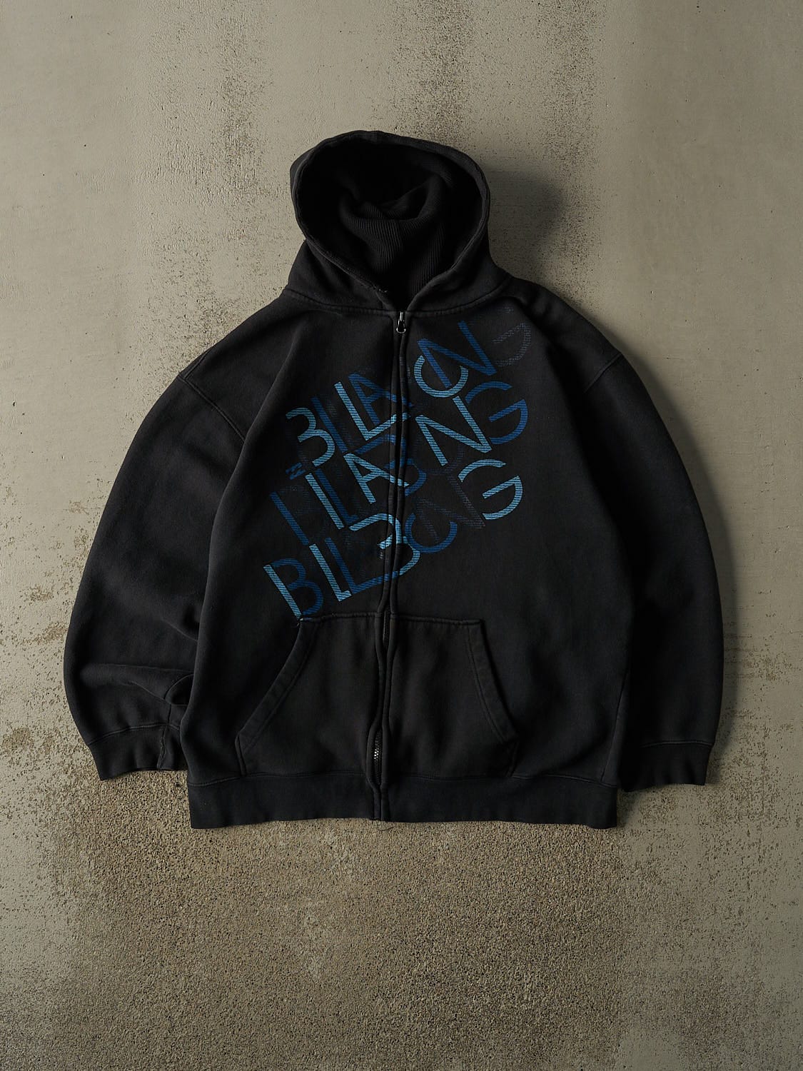Vintage Y2K Faded Black Billabong Zip Up Hoodie (XL)