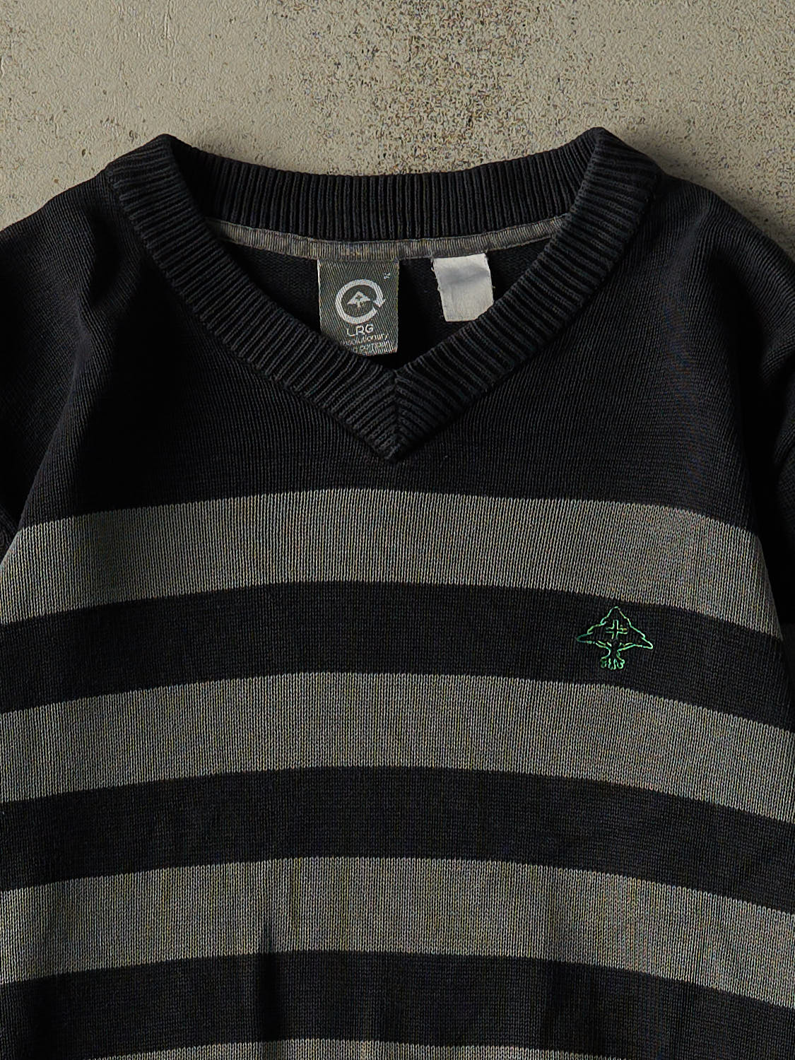 Vintage Y2K Black LRG Striped Knit (S/M)