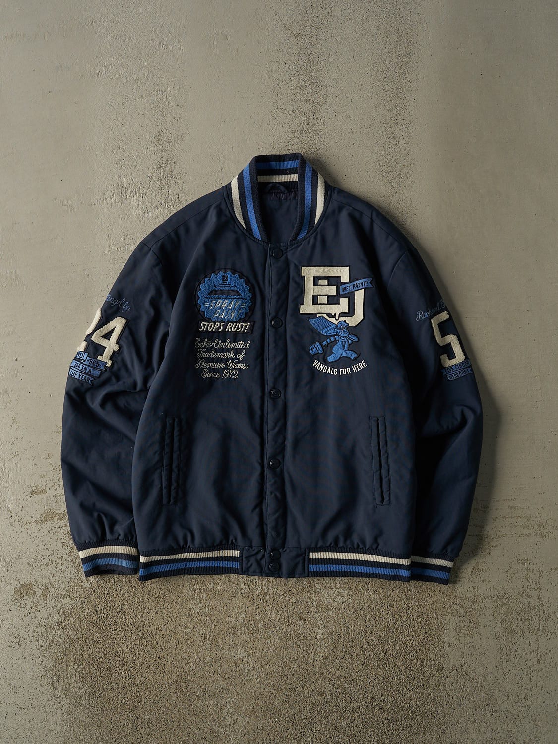 Vintage Y2K Navy Blue Ecko Bomber Jacket (M/L)