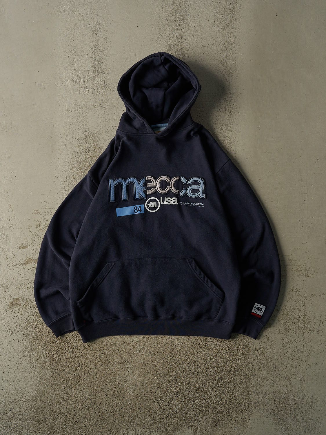 Vintage Y2K Navy Blue Mecca Hoodie (L)