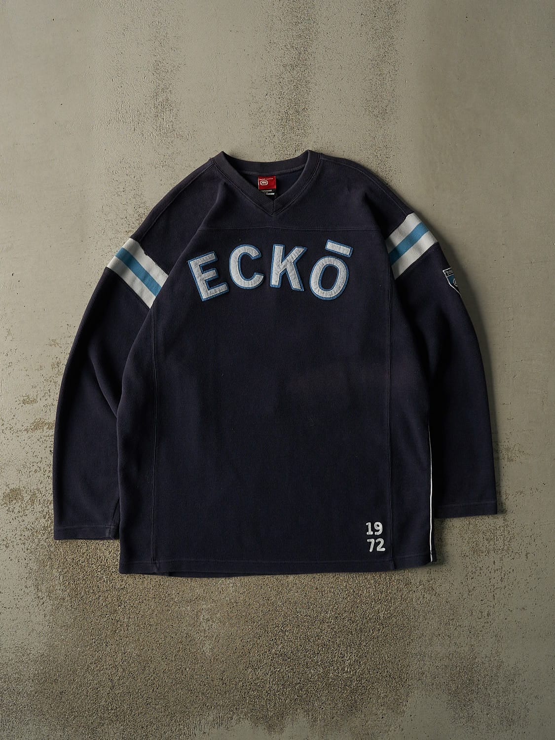 Vintage Y2K Navy Blue Ecko Knit Long Sleeve (XXL/XXXL)