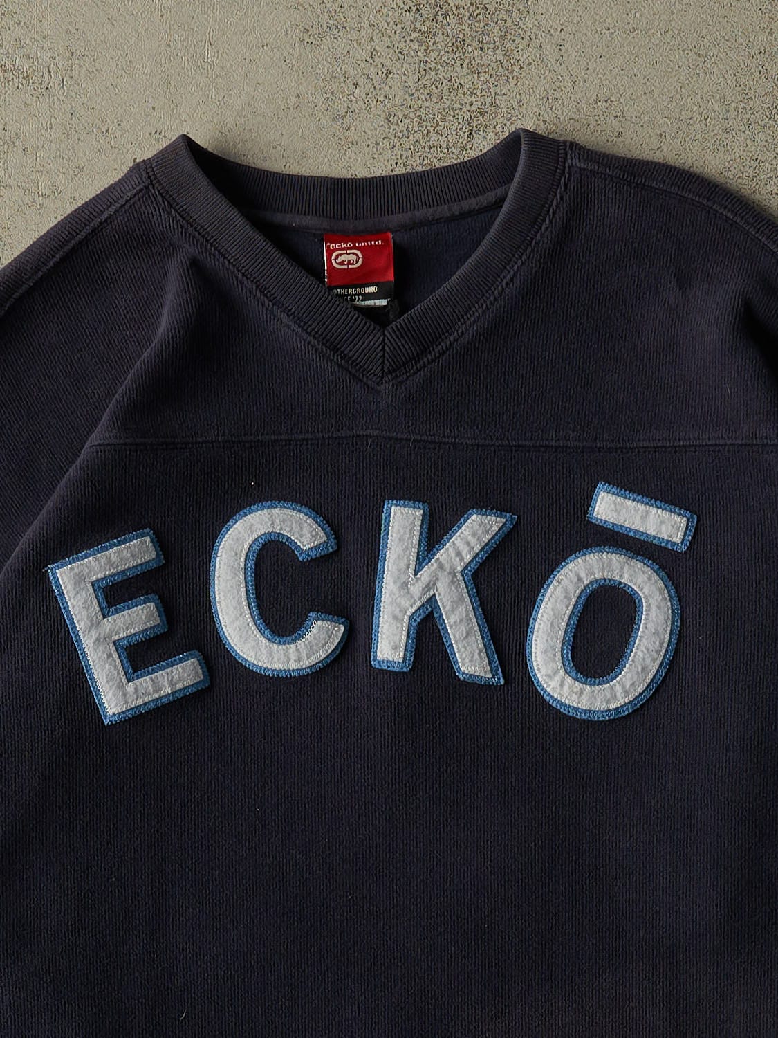 Vintage Y2K Navy Blue Ecko Knit Long Sleeve (XXL/XXXL)