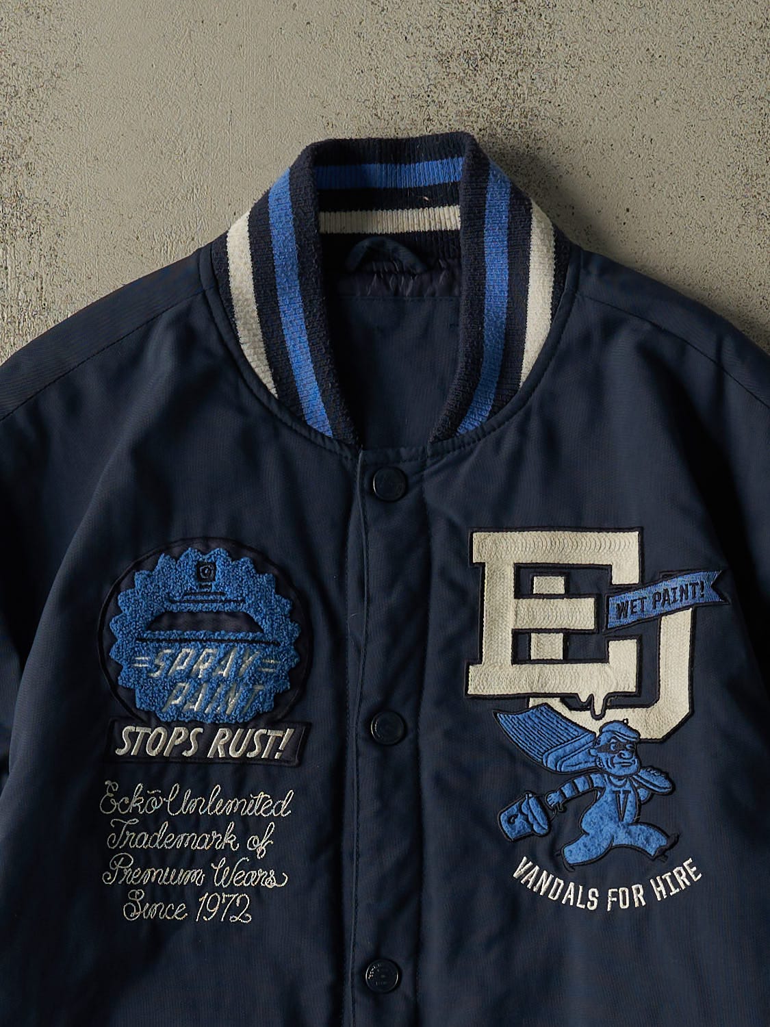 Vintage Y2K Navy Blue Ecko Bomber Jacket (M/L)