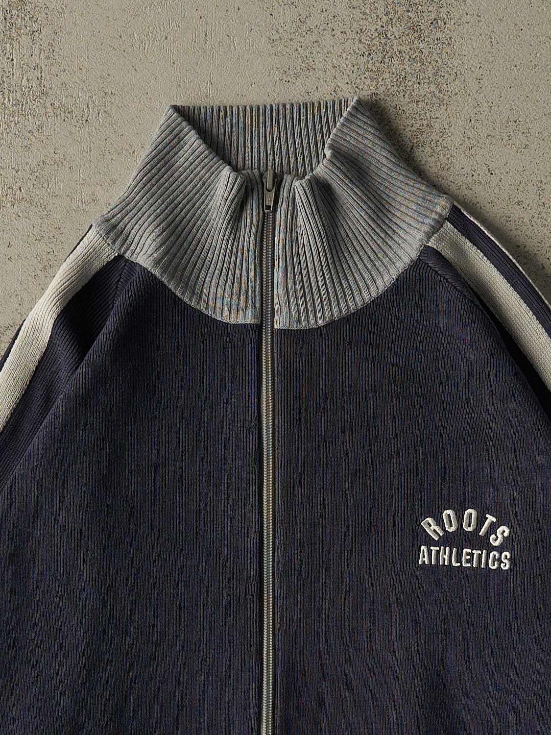 Vintage Y2K Navy Blue Roots Athletics Zip Up Sweater (M/L)
