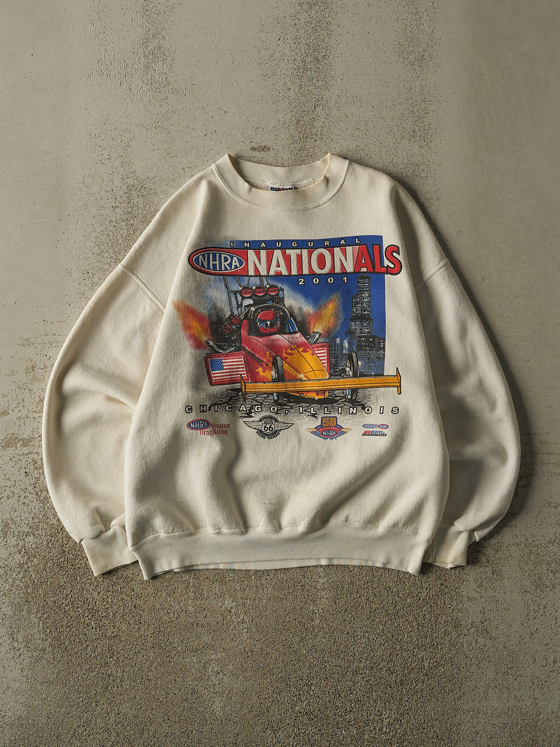 Vintage 01' Beige NHRA Nationals Racing Crewneck (M/L)